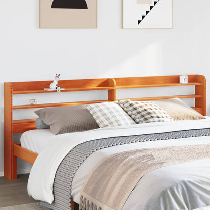 vidaXL Headboard with Shelves Wax Brown 200 cm Solid Wood Pine 1