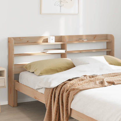Headboard with Shelves 90 cm Solid Wood Pine Natural 160 x 16 x 82 cm