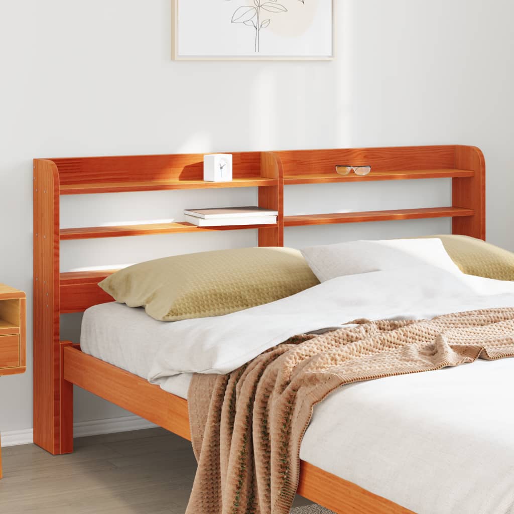 vidaXL Headboard with Shelves Wax Brown 120 cm Solid Wood Pine 1