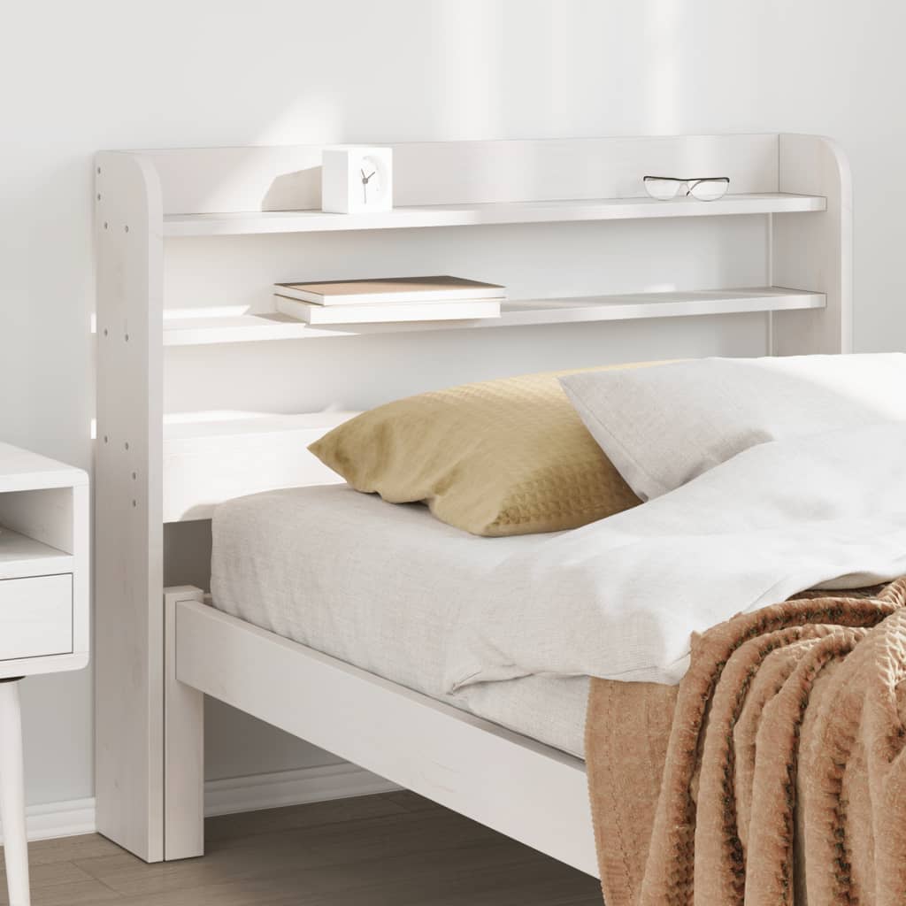 vidaXL Headboard with Shelves White 75 cm Solid Wood Pine 1