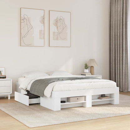 Bed Frame without Mattress 140x190cm Engineered Wood White