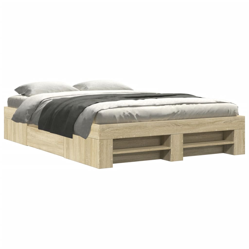 Bed Frame without Mattress 140x190cm Engineered Wood Sonoma oak