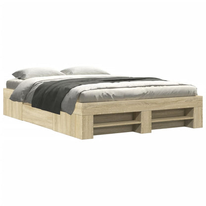Bed Frame without Mattress 140x190cm Engineered Wood Sonoma oak