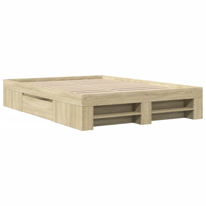 Bed Frame without Mattress 140x190cm Engineered Wood Sonoma oak