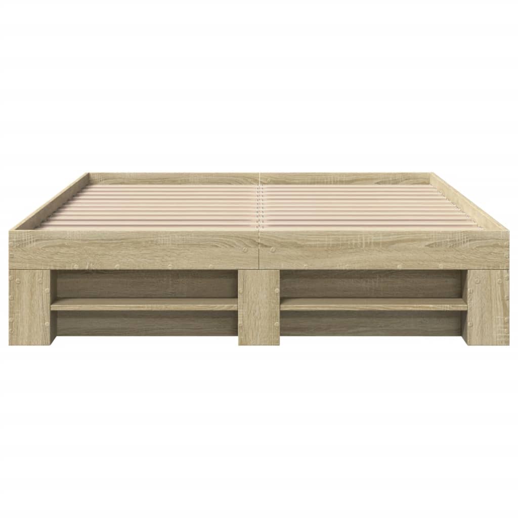 Bed Frame without Mattress 140x190cm Engineered Wood Sonoma oak
