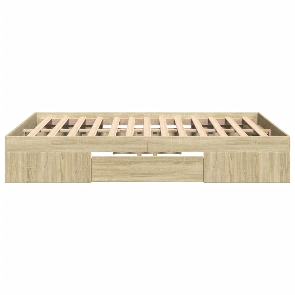 Bed Frame without Mattress 140x190cm Engineered Wood Sonoma oak