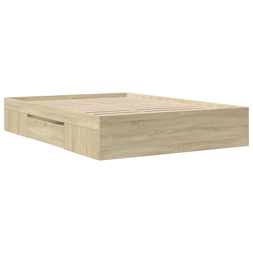 Bed Frame without Mattress 140x190cm Engineered Wood Sonoma oak