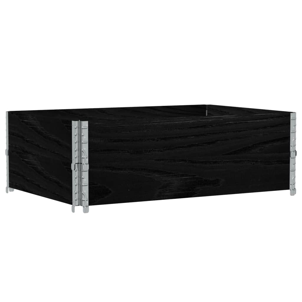 vidaXL Pallet Collars 2 pcs Black 120x80 cm Solid Wood Pine 5