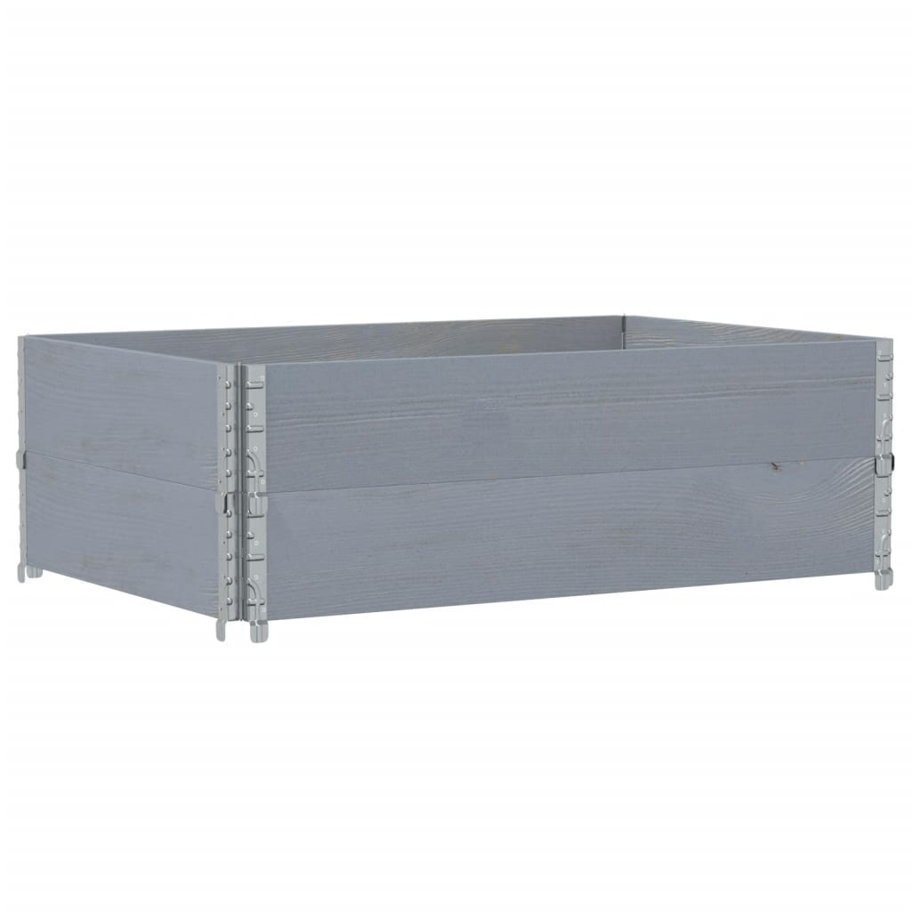 vidaXL Pallet Collars 2 pcs Grey 120x80 cm Solid Wood Pine 5