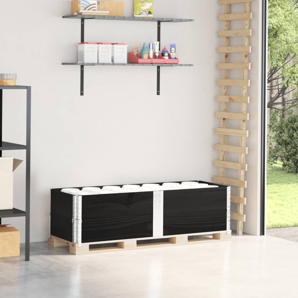 vidaXL Pallet Collars 2 pcs Black 150x50 cm Solid Wood Pine 1