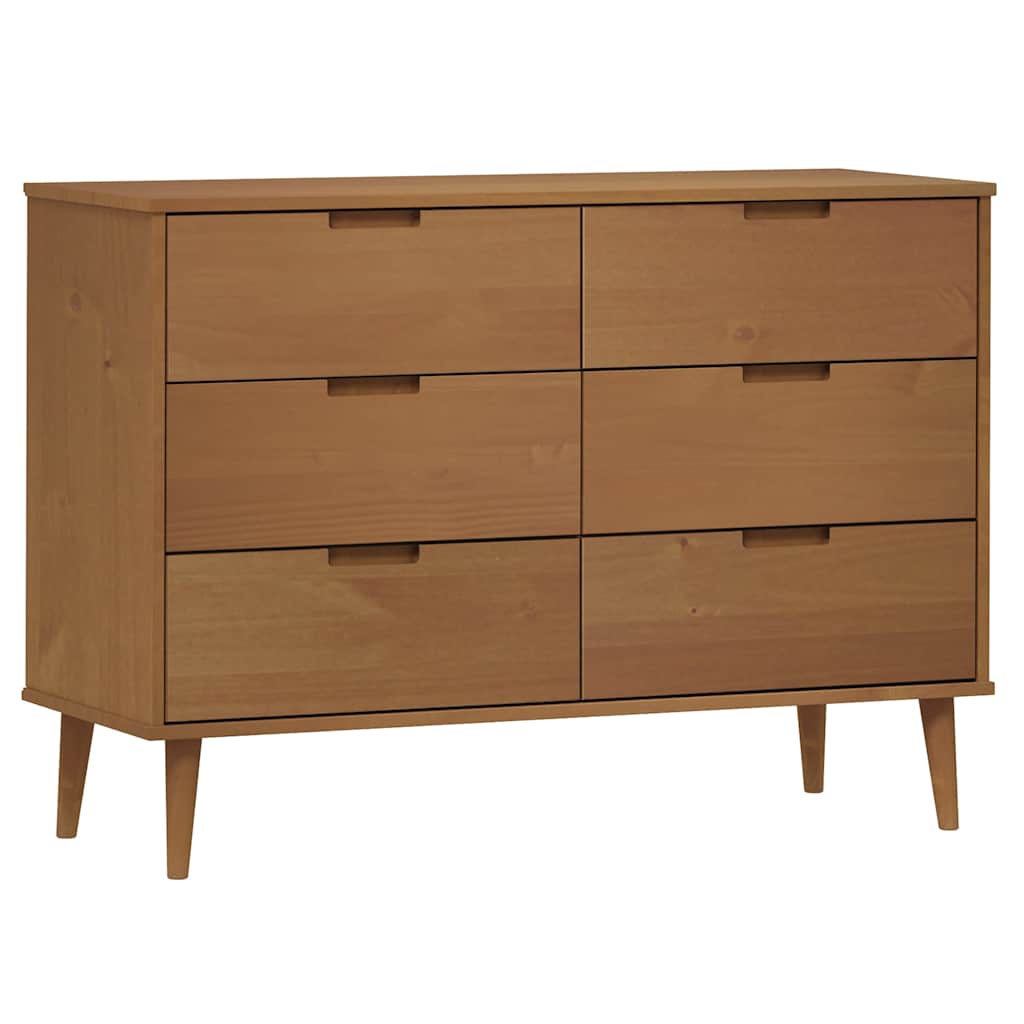 vidaXL Drawer Cabinet MOLDE Brown 113x40x80 cm Solid Wood Pine 2