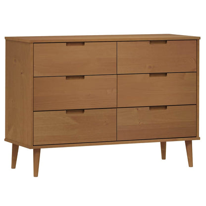 vidaXL Drawer Cabinet MOLDE Brown 113x40x80 cm Solid Wood Pine 2