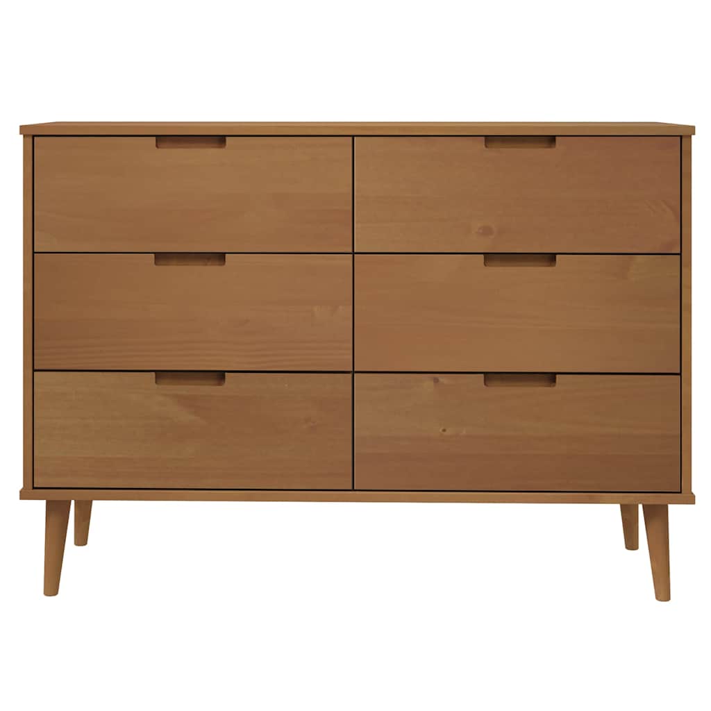 vidaXL Drawer Cabinet MOLDE Brown 113x40x80 cm Solid Wood Pine 4