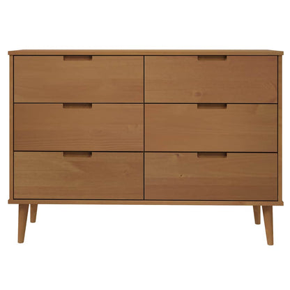 vidaXL Drawer Cabinet MOLDE Brown 113x40x80 cm Solid Wood Pine 4