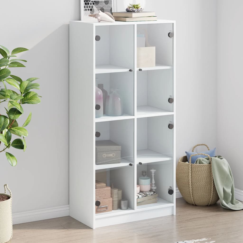 Bookcase with Doors 136x37x142 cm Engineered Wood White 68 cm