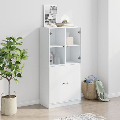 Highboard with Doors 68x37x142 cm Engineered Wood White 68 cm