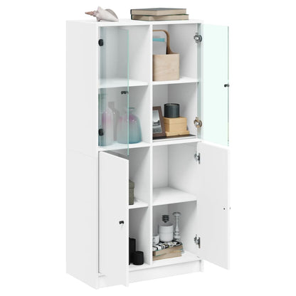 Highboard with Doors 68x37x142 cm Engineered Wood White 68 cm