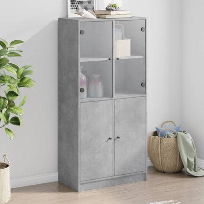 Highboard with Doors 68x37x142 cm Engineered Wood Concrete grey 68 cm