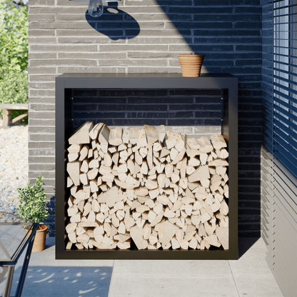 Firewood Rack Black Steel Width 100 cm Steel/black 100 cm
