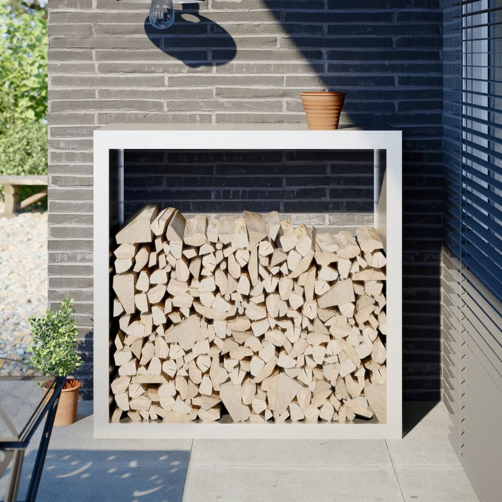 Firewood Rack Black Steel Width 100 cm Steel/white 100 cm