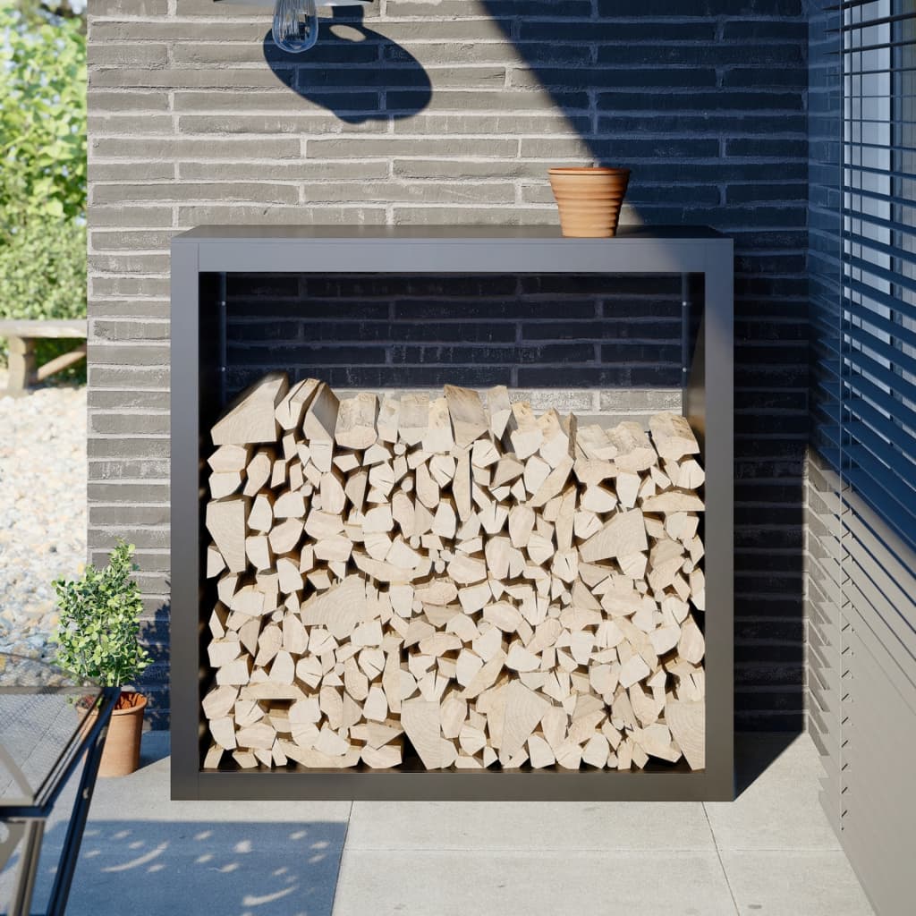 Firewood Rack Black Steel Width 100 cm Steel/anthracite 100 cm