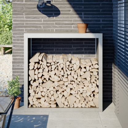 Firewood Rack Black Steel Width 100 cm Stainless steel/light grey 100 cm