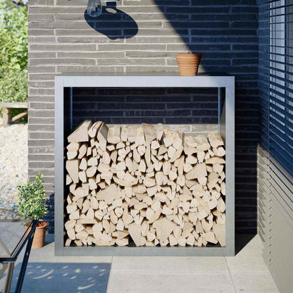 Firewood Rack Black Steel Width 100 cm Galvanized steel/grey 100 cm