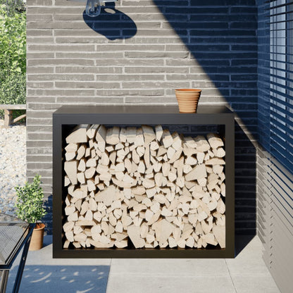 Firewood Rack Black Steel Width 100 cm Steel/black 80 cm