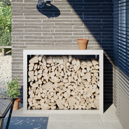 Firewood Rack Black Steel Width 100 cm Steel/white 80 cm