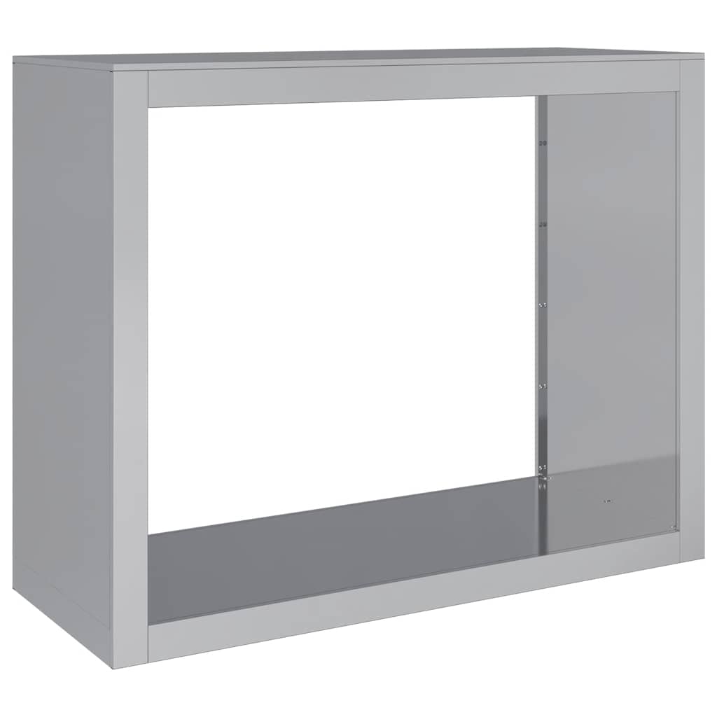 Firewood Rack Black Steel Width 100 cm Galvanized steel/grey 80 cm