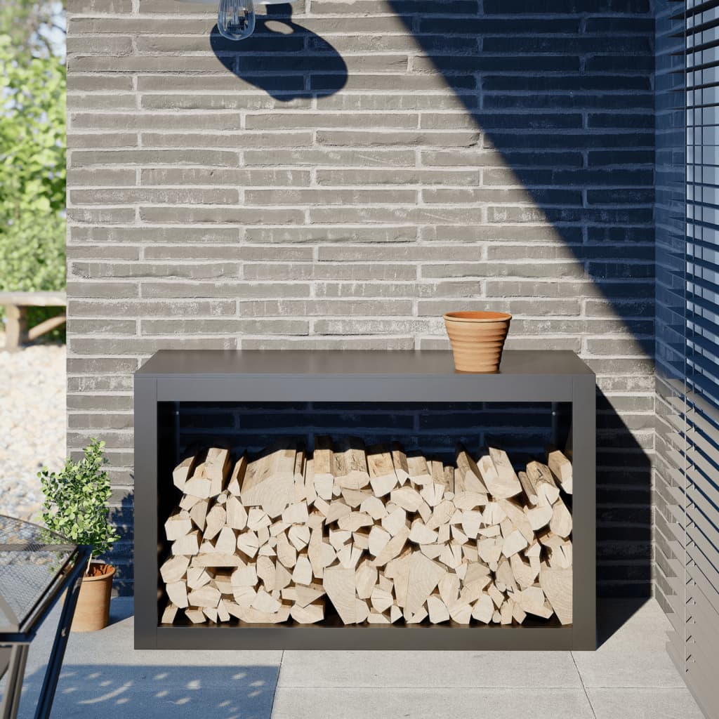 Firewood Rack Black Steel Width 100 cm Steel/anthracite 60 cm