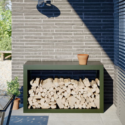 Firewood Rack Black Steel Width 100 cm Steel/green 60 cm