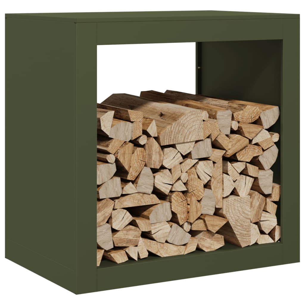 Firewood Rack Black 60x40x60 cm Steel Width 60 cm Height 60 cm Steel/green