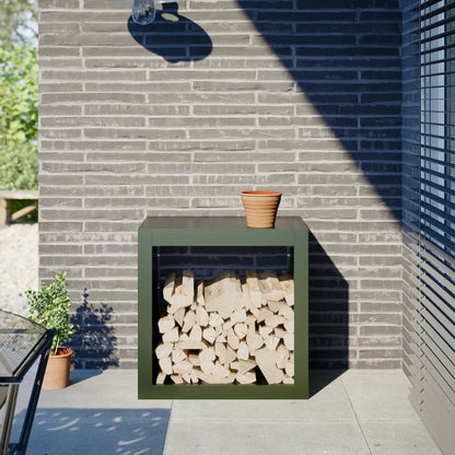 Firewood Rack Black 60x40x60 cm Steel Width 60 cm Height 60 cm Steel/green