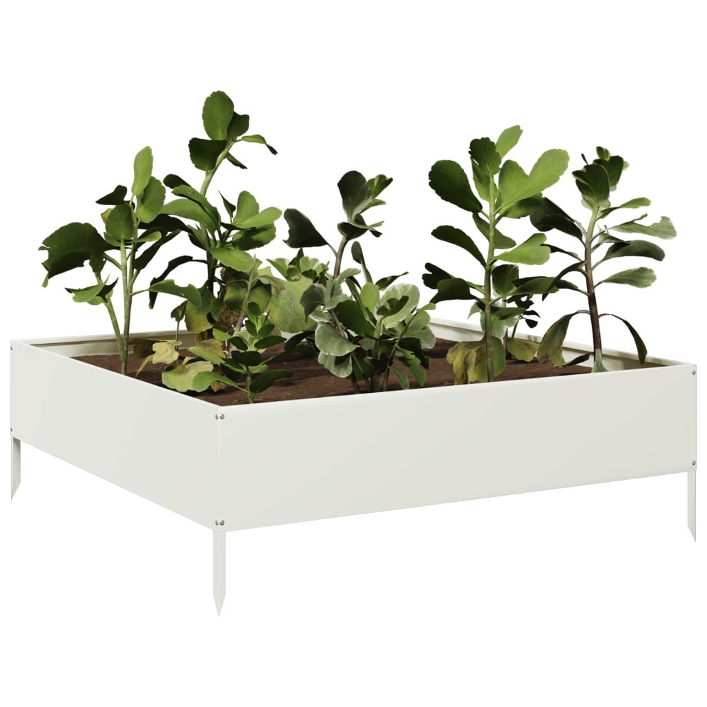 vidaXL Garden Raised Bed White 100x100x33.5 cm Steel 3