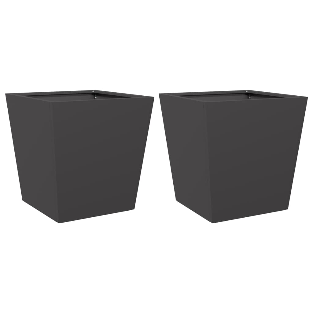 vidaXL Garden Planters Black 2 pcs 40x40x40 cm Steel 2