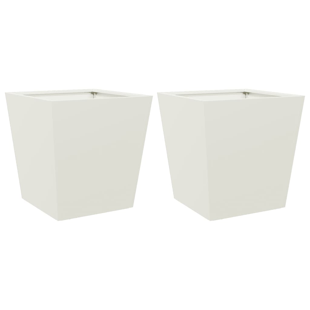 vidaXL Garden Planters White 2 pcs 40x40x40 cm Steel 2