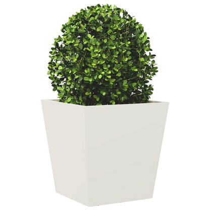 vidaXL Garden Planters White 2 pcs 40x40x40 cm Steel 4