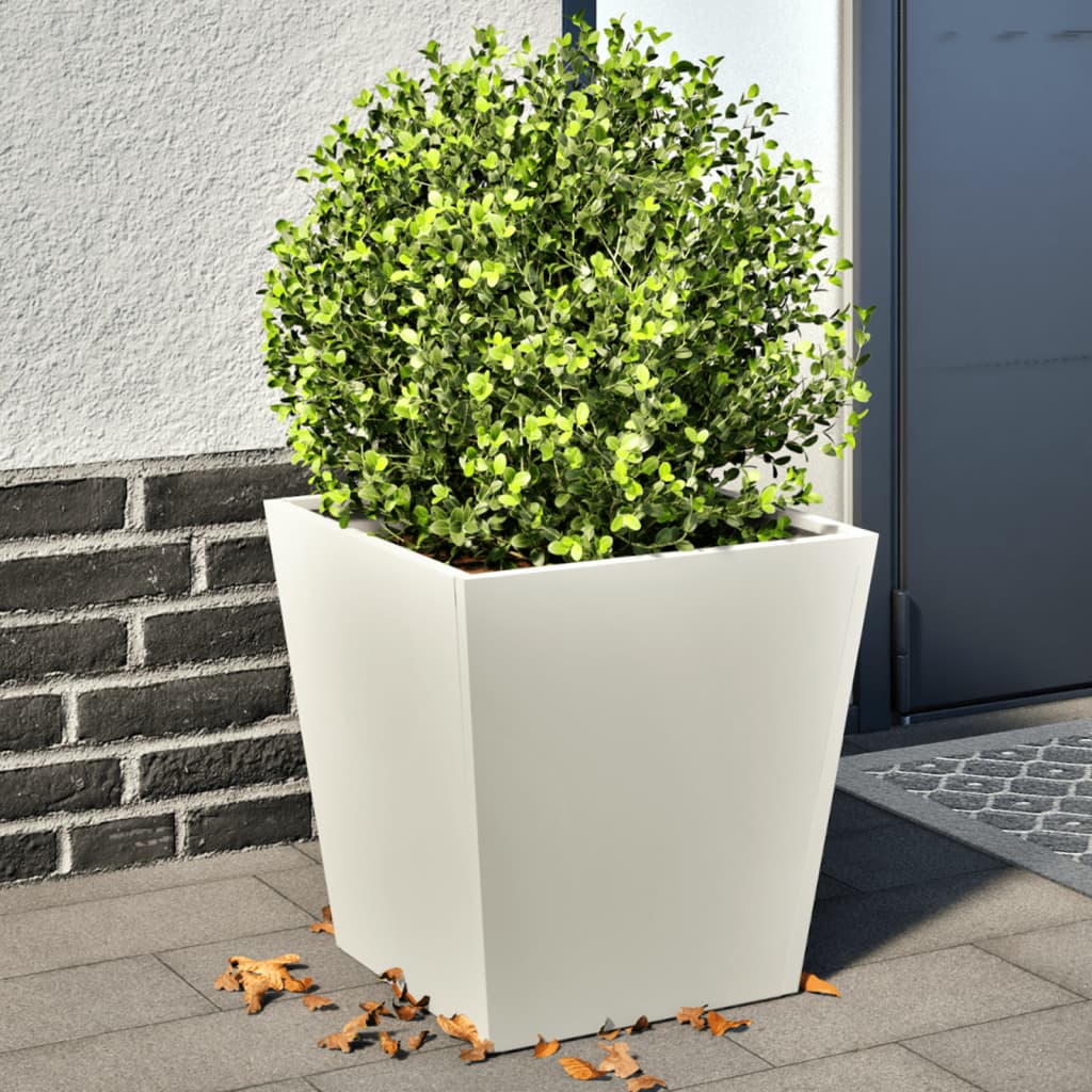 vidaXL Garden Planters White 2 pcs 40x40x40 cm Steel 1