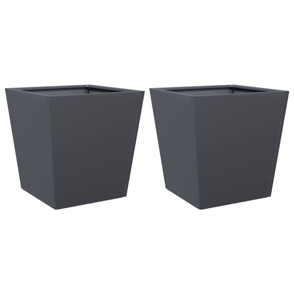 vidaXL Garden Planters Anthracite 2 pcs 40x40x40 cm Steel 2
