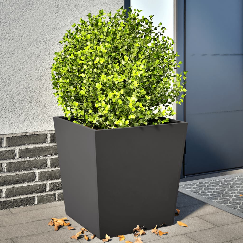 vidaXL Garden Planters Black 50x50x50 cm Steel 2 pcs