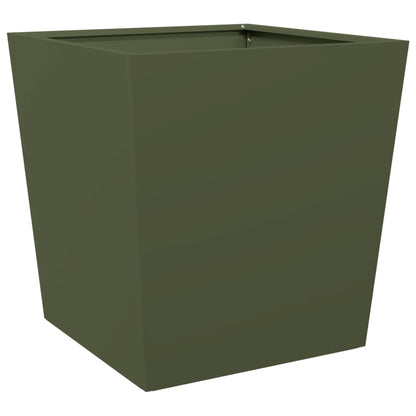 vidaXL Garden Planter Olive Green 50x50x50 cm Steel 2