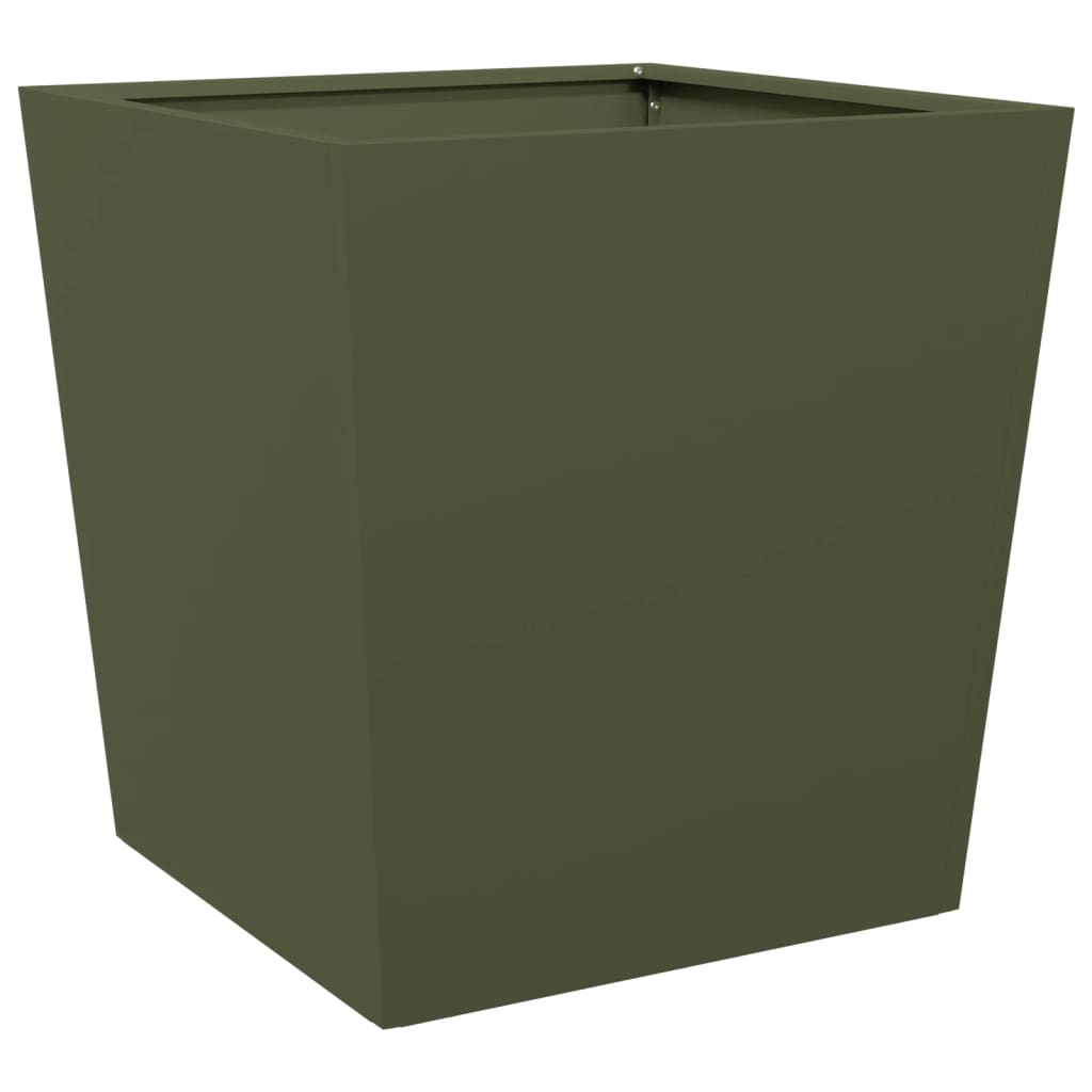 vidaXL Garden Planter Olive Green 50x50x50 cm Steel 4