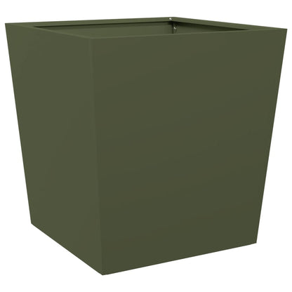 vidaXL Garden Planter Olive Green 50x50x50 cm Steel 4
