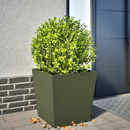vidaXL Garden Planter Olive Green 50x50x50 cm Steel 1