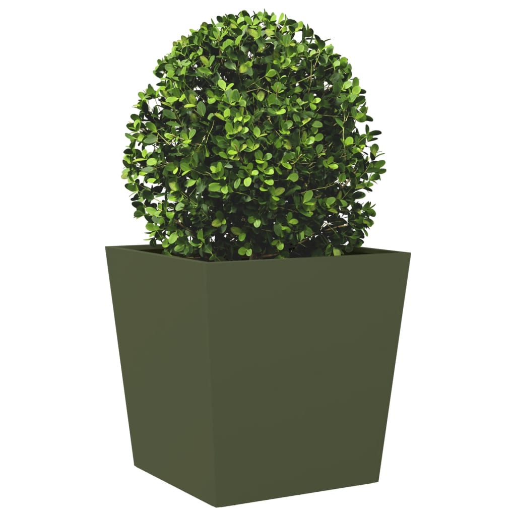 vidaXL Garden Planters Olive Green 2 pcs 50x50x50 cm Steel 4