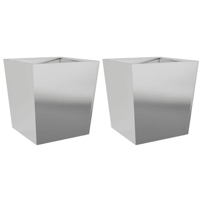 vidaXL Garden Planters 50x50x50 cm 2 pcs Galvanised Steel 2