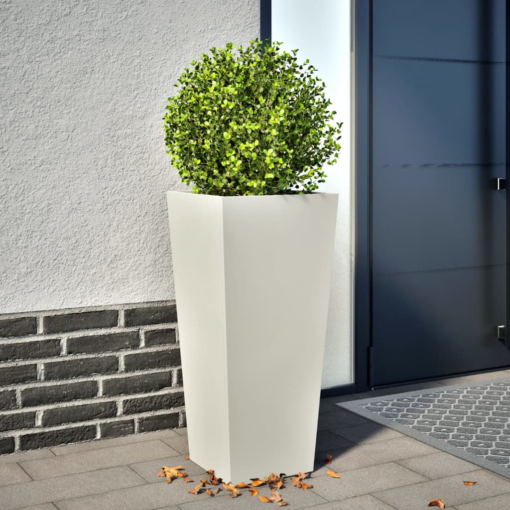 vidaXL Garden Planter White 35x35x75 cm Steel 1