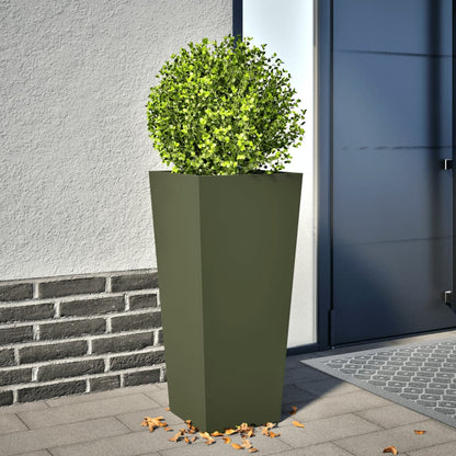 vidaXL Garden Planter Olive Green 35x35x75 cm Steel 1