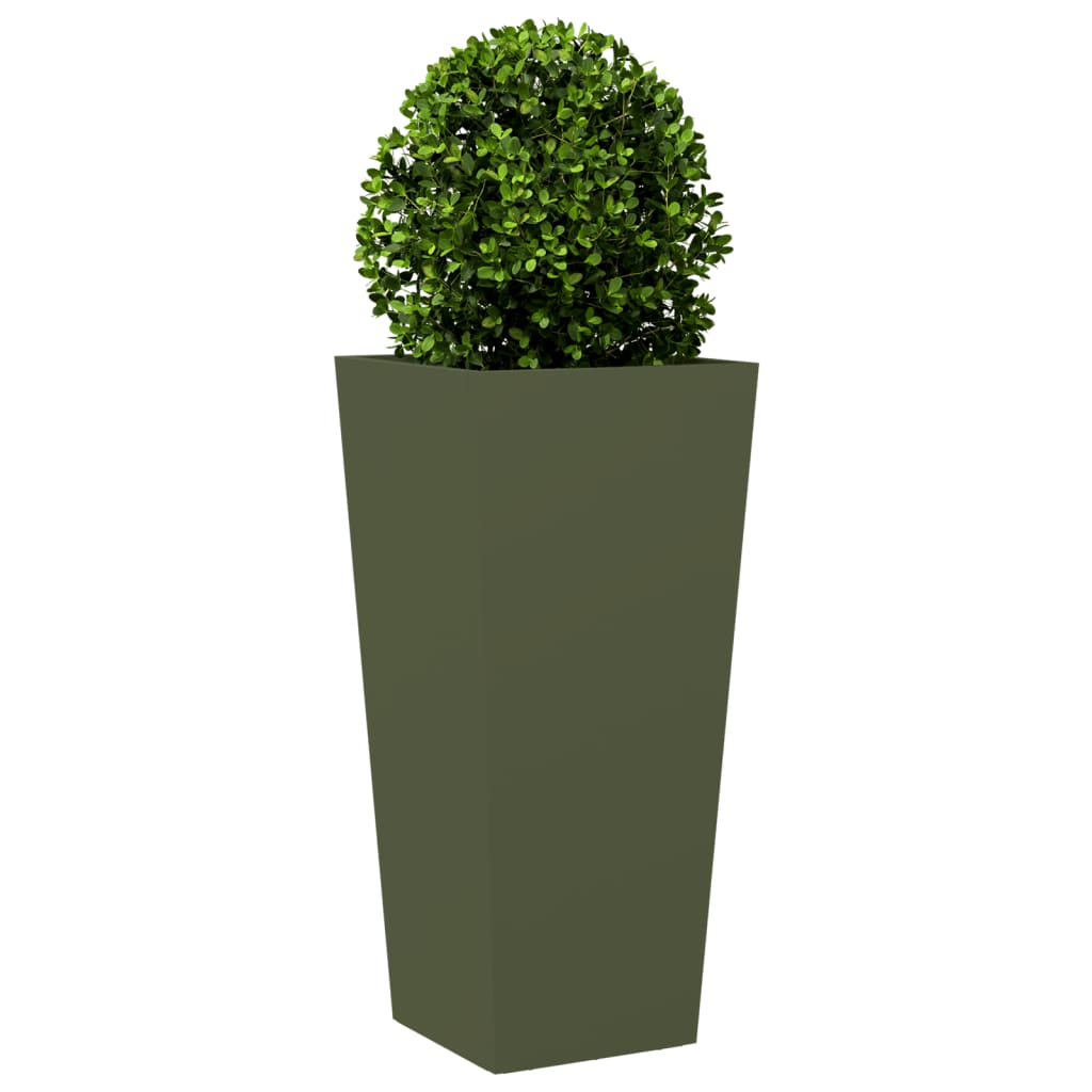vidaXL Garden Planters Olive Green 2 pcs 35x35x75 cm Steel 4